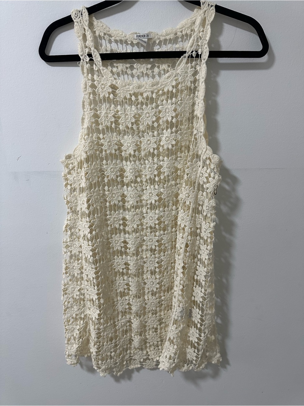 Forever 21 Cream Floral Crochet Cover-Up